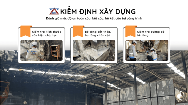 Hình ảnh ICCI ghi nhận kiểm định đánh giá mức độ an toàn của kết cấu, hệ kết cấu tại công trình